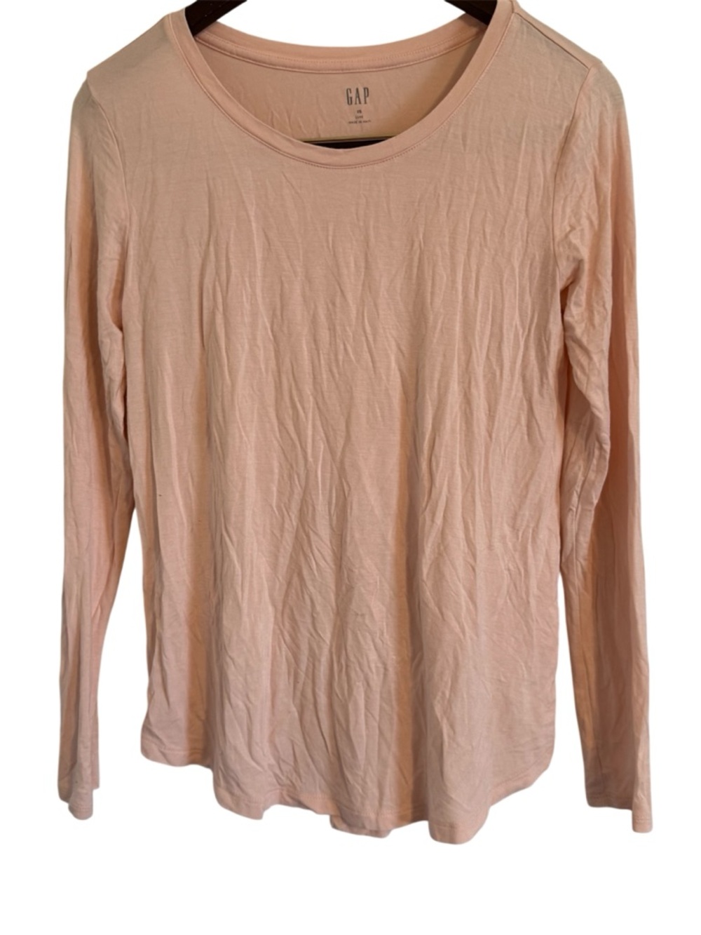 GAP Long Sleeve Crewneck Tee - Pale Peach Luxe Tee Size XS